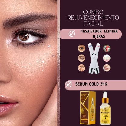 Deluxe - Masajeador elimina ojeras + serum Gold 4K GRATIS!